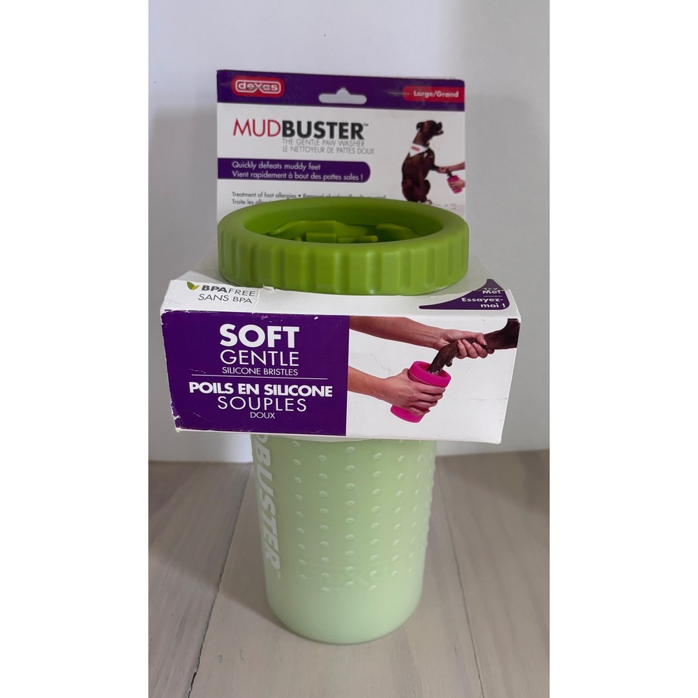 Dexas MudBuster Portable Dog Paw Washer Large Green Silicone Bristles 69676 GRN‎